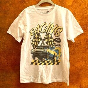 Racing Graphic T-Shirt White sz. S women kids junior Dodge retro car tee NEW
